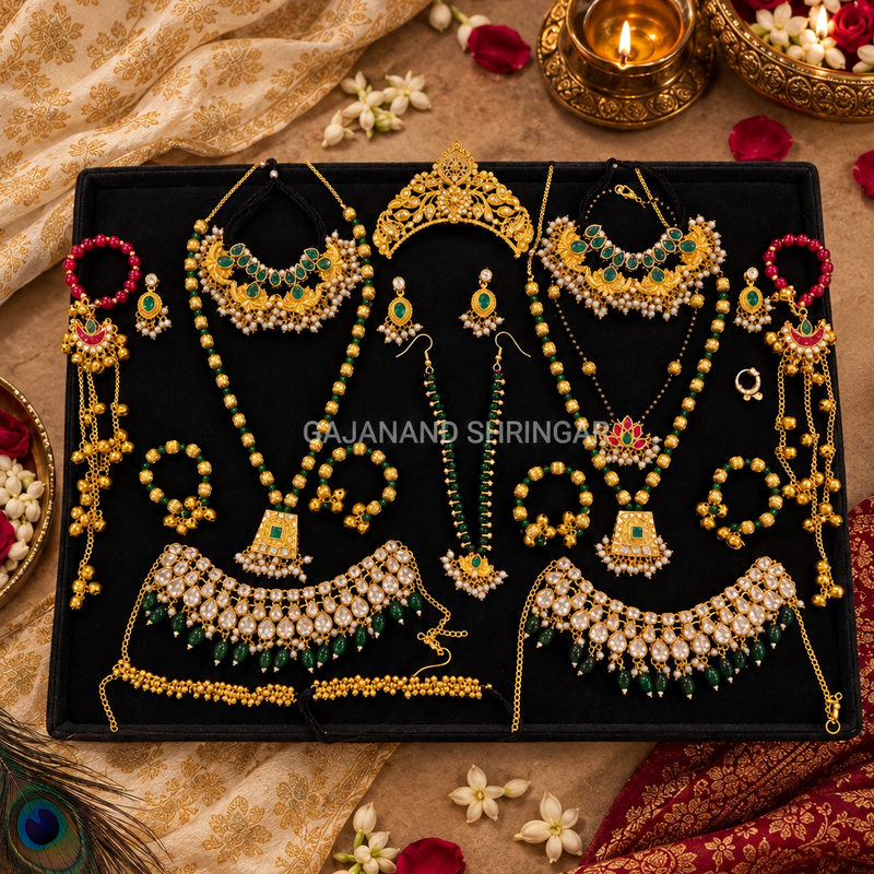 Golden Oxidised Jewellery Set for Radha Krishna Ji