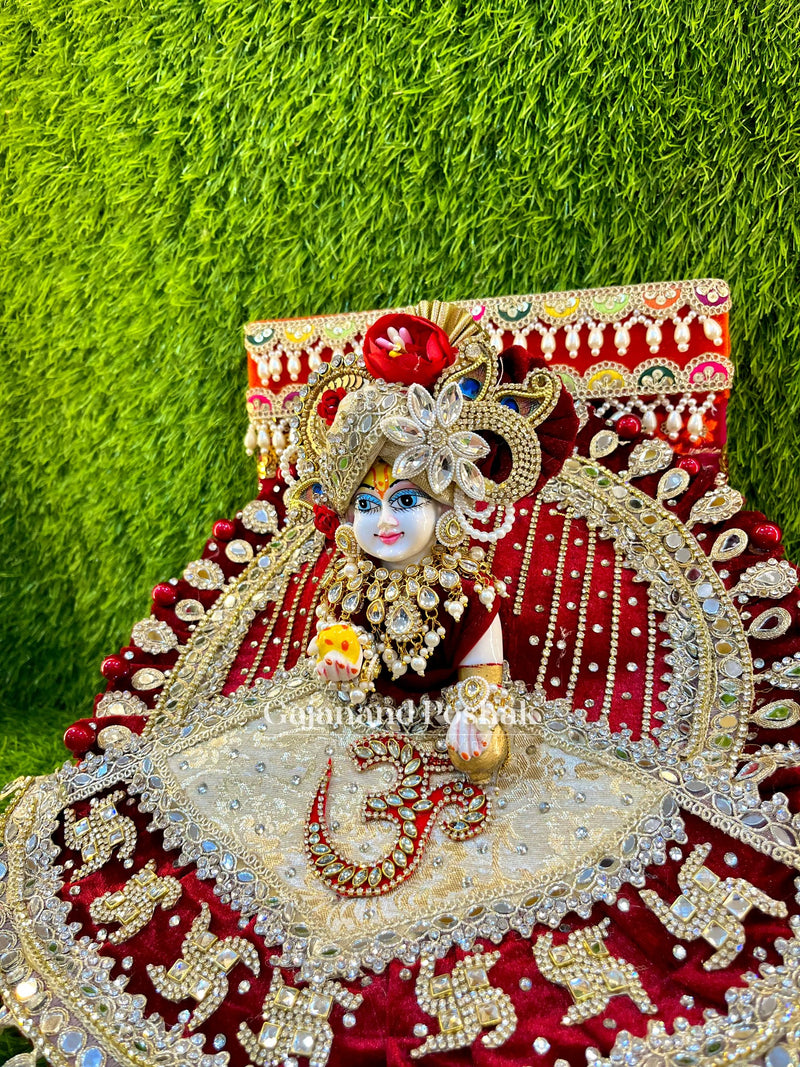 Royal Maroon Velvet Poshak angled view