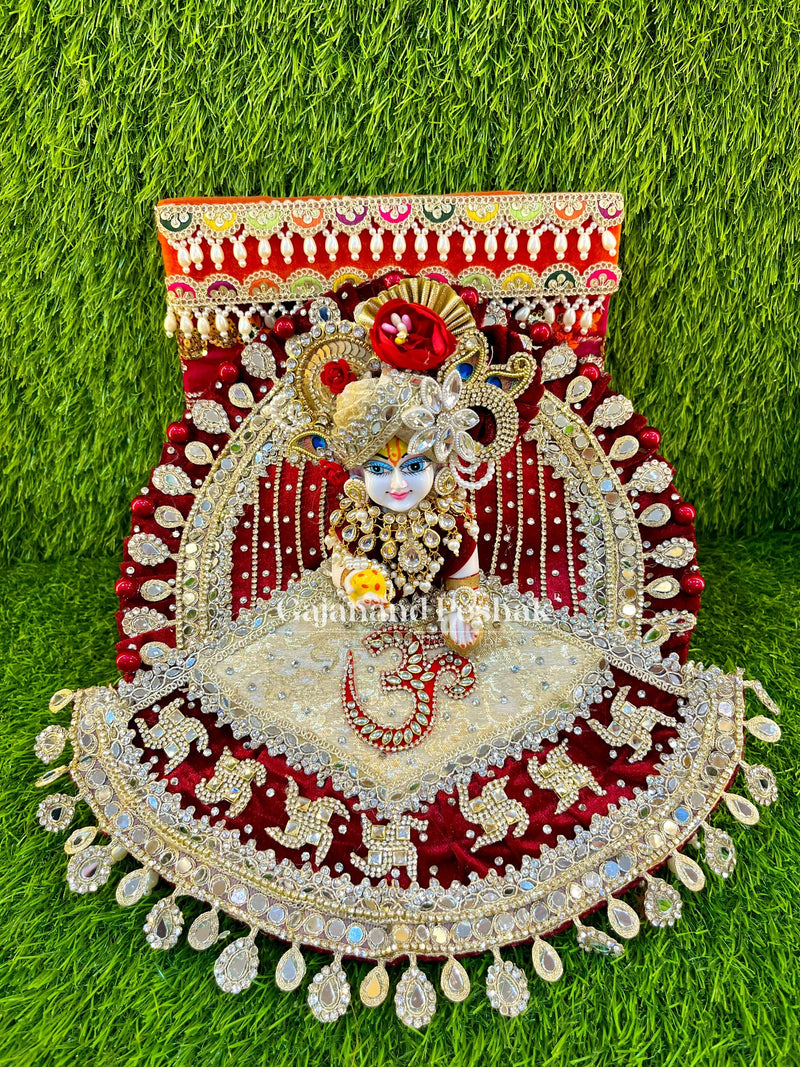 Royal Maroon Velvet Poshak full view