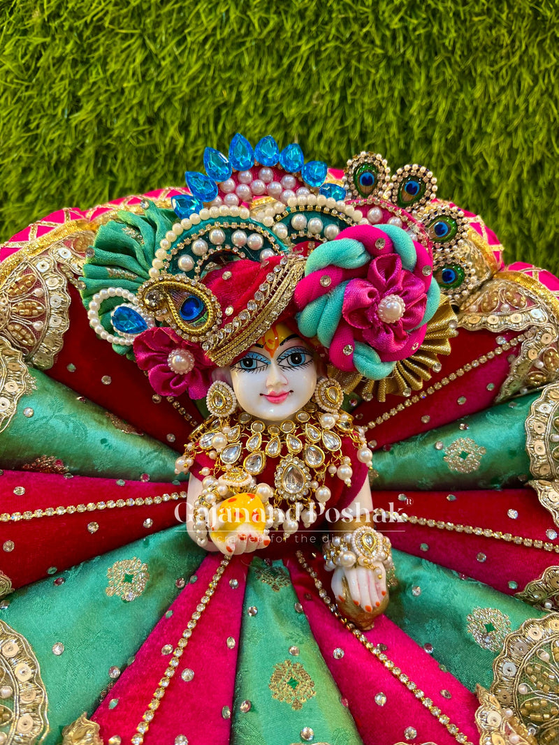 Diwali Special Velvet Laddu Gopal Poshak - close-up