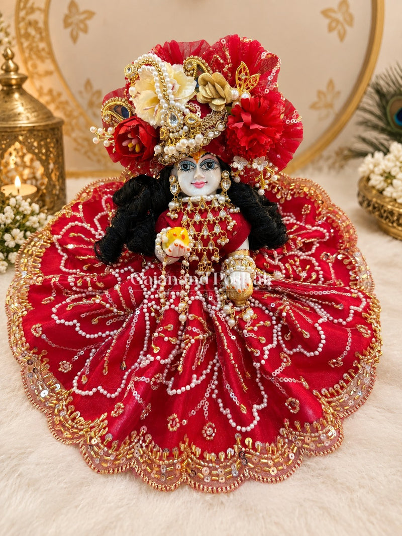 Cherry Pearl Diwali Poshak for Laddu Gopal Ji