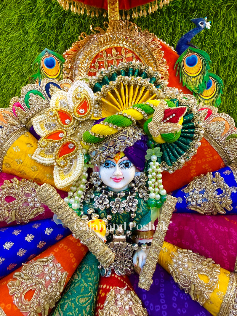 Colorful Garba Poshak for Laddu Gopal Ji close-up