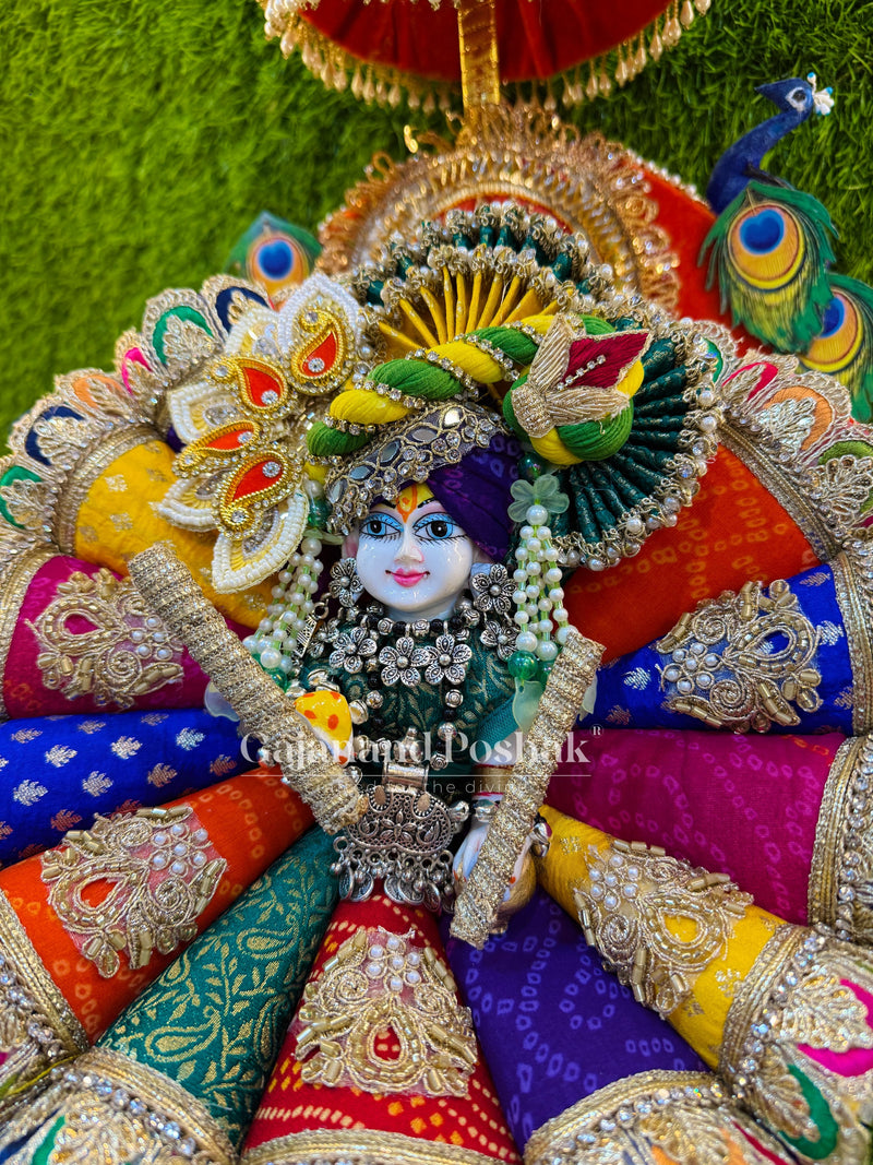 Colorful Garba Poshak for Laddu Gopal Ji close-up