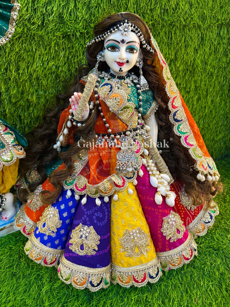 Colorful Garba lehenga poshak for Radha Rani Ji