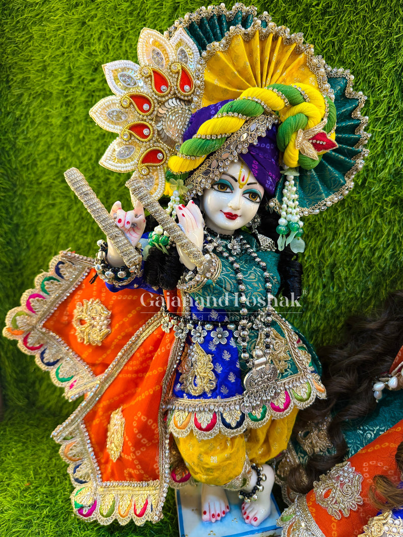 Colorful Garba poshak for Krishna Ji
