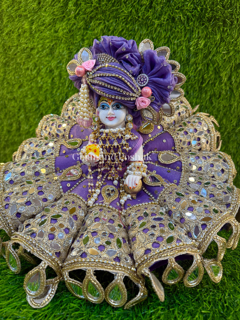 Lavender Mirror Poshak for Laddu Gopal Ji - side view