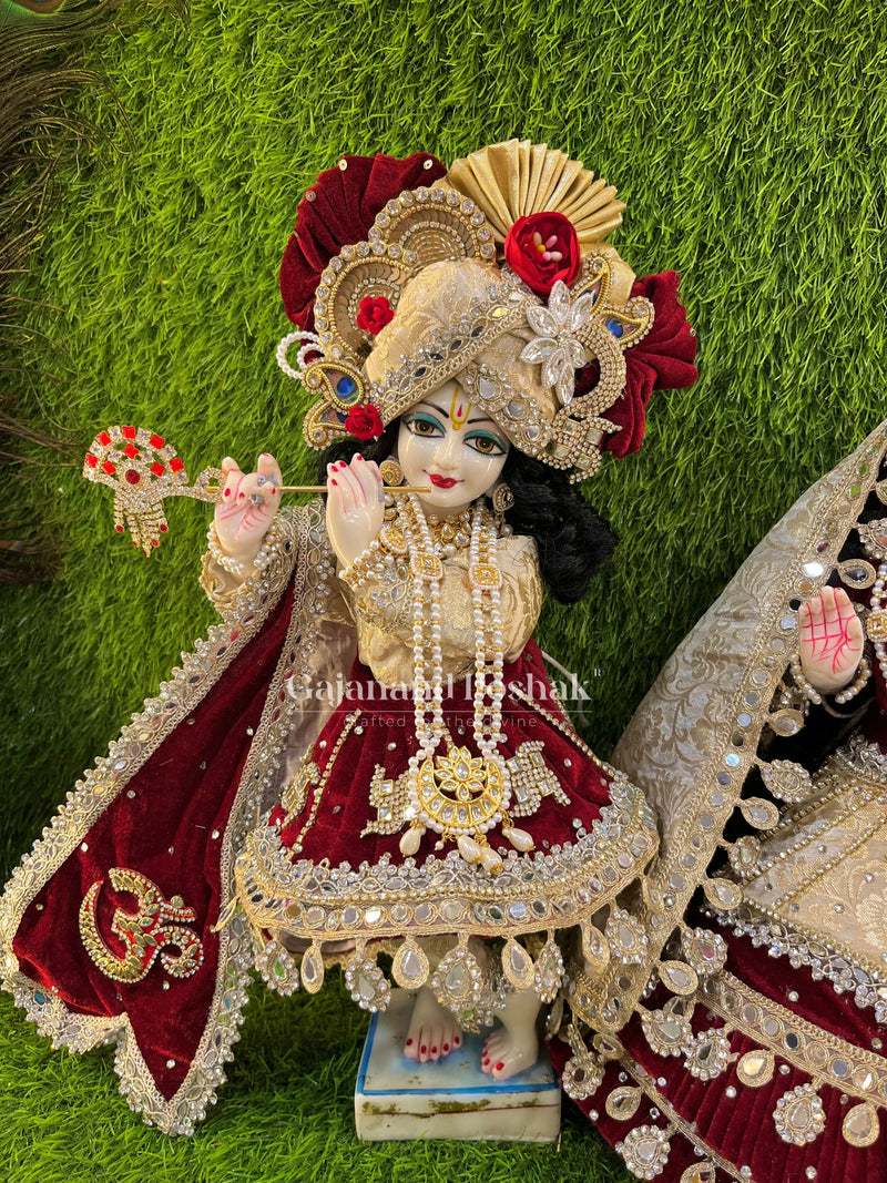 Krishna Ji in Royal Maroon Om Diwali Poshak