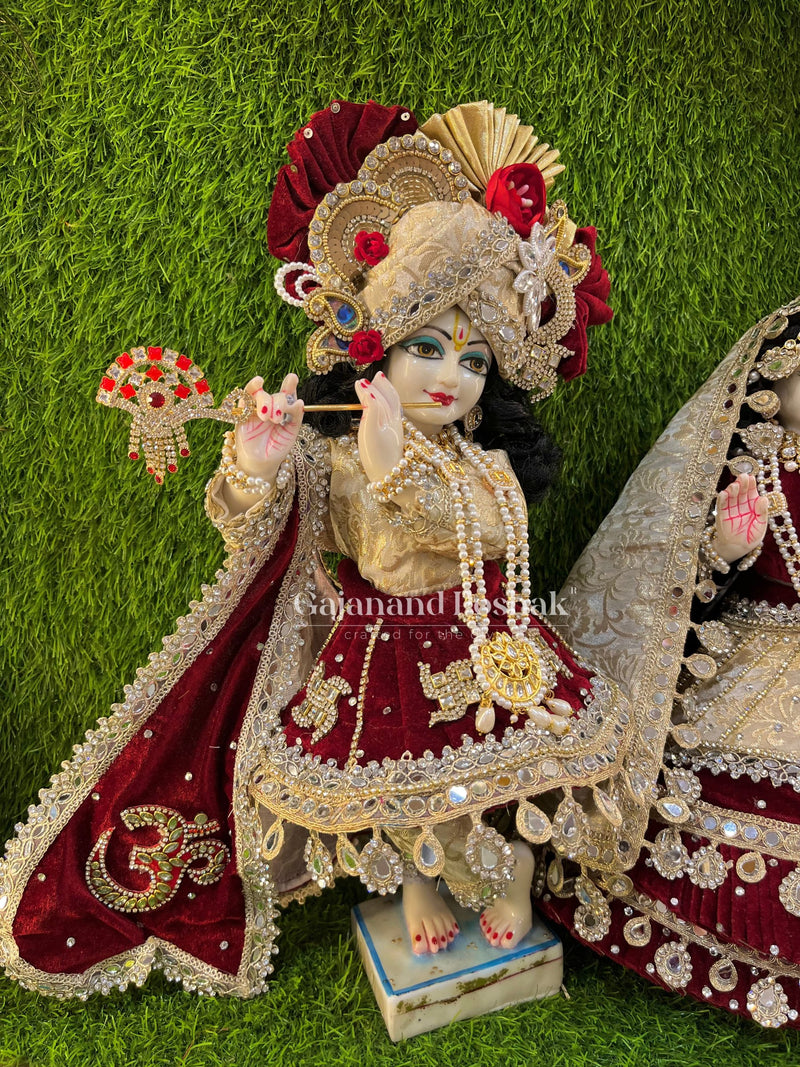 Krishna Ji in Royal Maroon Om Diwali Poshak
