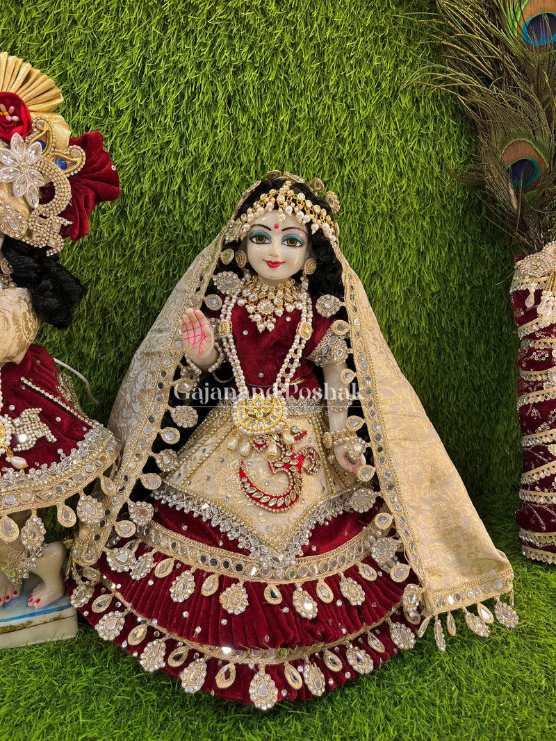 Radha Ji in Royal Maroon Om Diwali Poshak