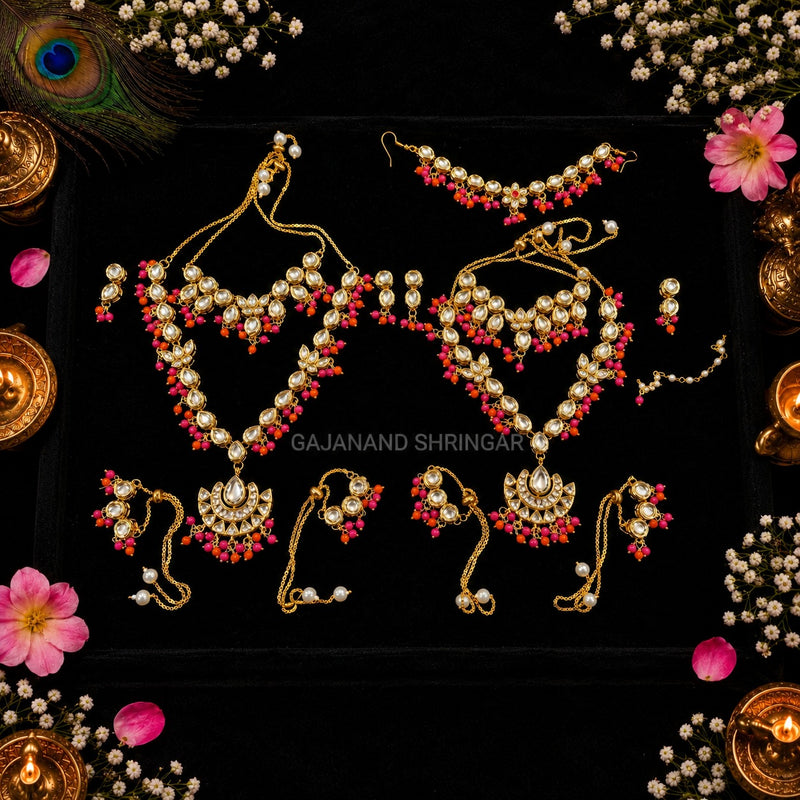 Meenakari Kundan Jewellery Set for Radha Krishna Ji - full set
