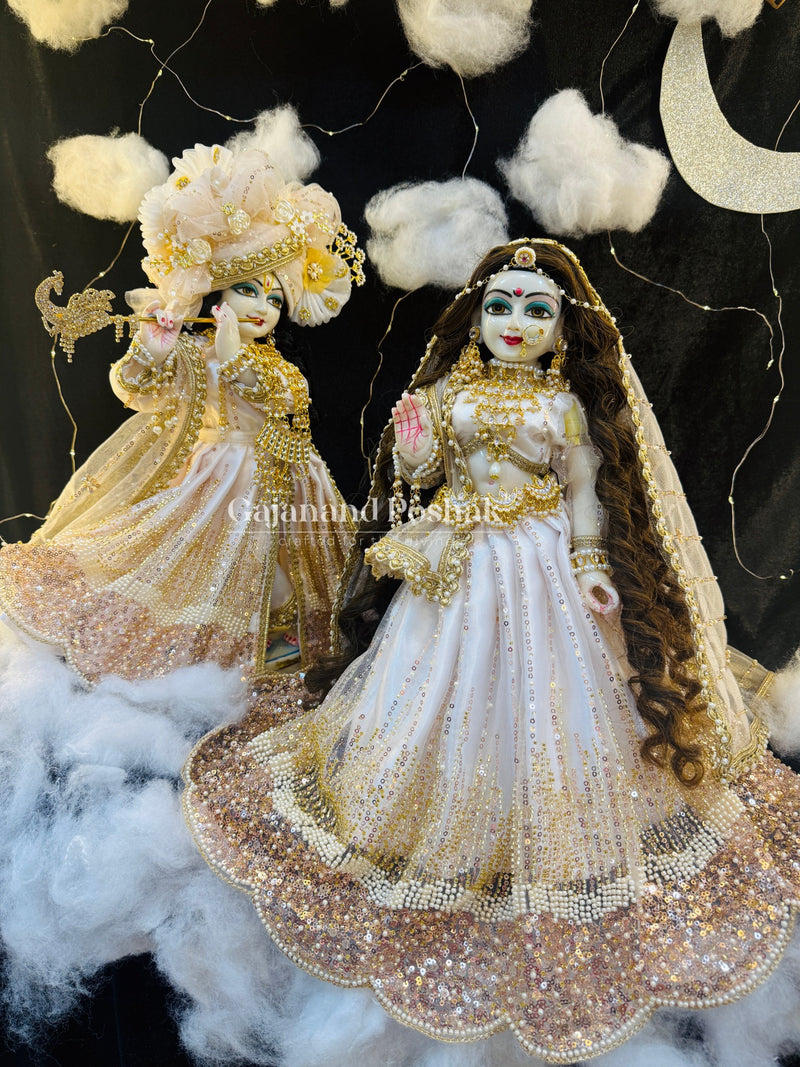 Rose Gold Sharad Purnima Poshak for Radha Krishna Ji