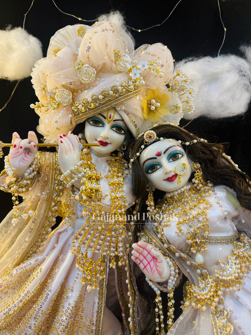 Rose Gold Sharad Purnima Poshak for Radha Krishna Ji