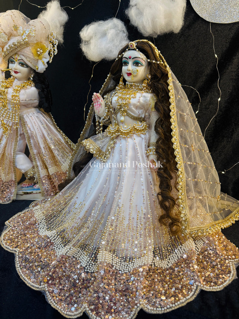 Rose Gold Sharad Purnima Poshak for Radha Krishna Ji