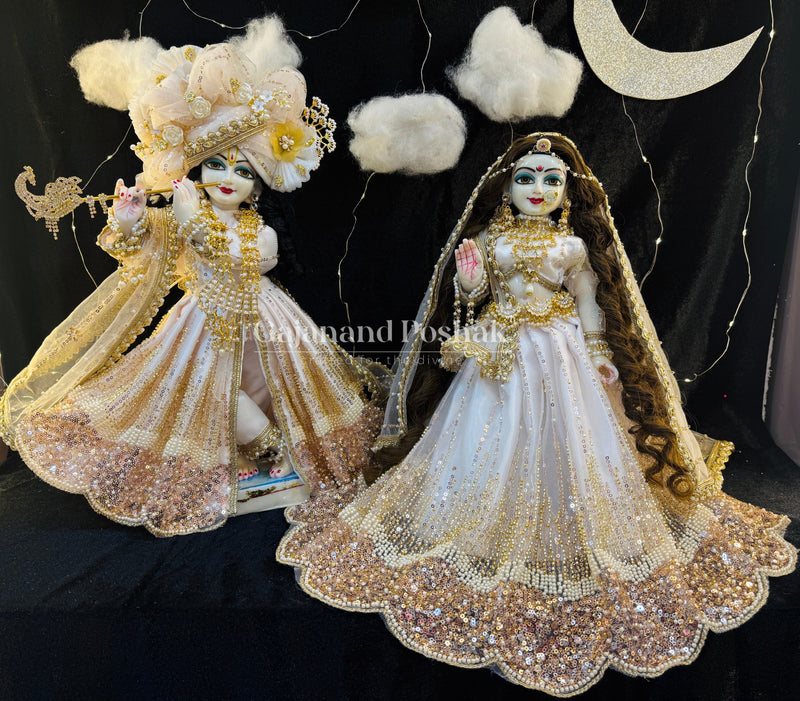 Rose Gold Sharad Purnima Poshak for Radha Krishna Ji