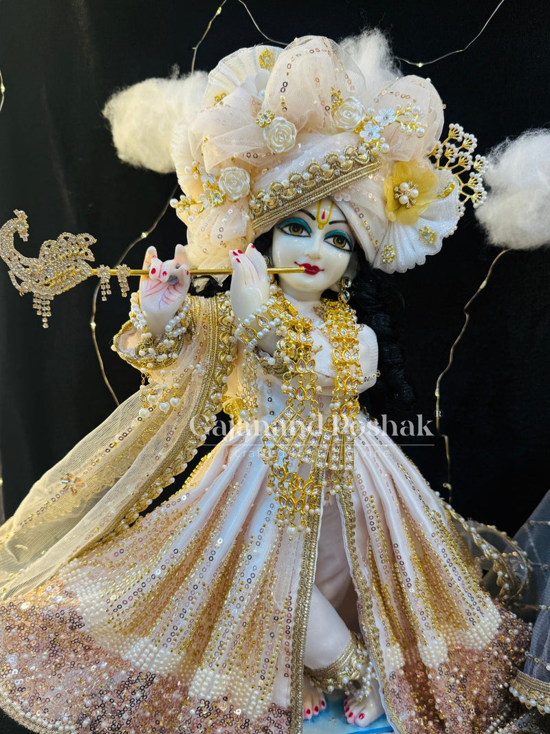 Rose Gold Sharad Purnima Poshak for Radha Krishna Ji
