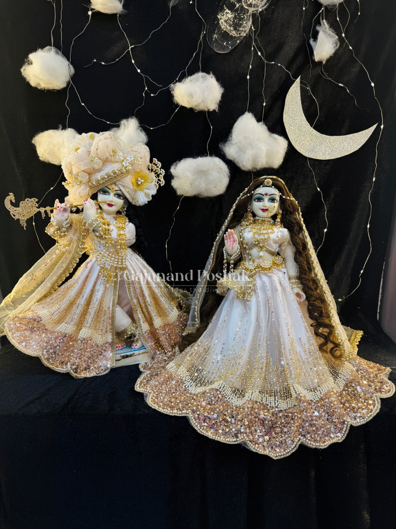Rose Gold Sharad Purnima Poshak for Radha Krishna Ji
