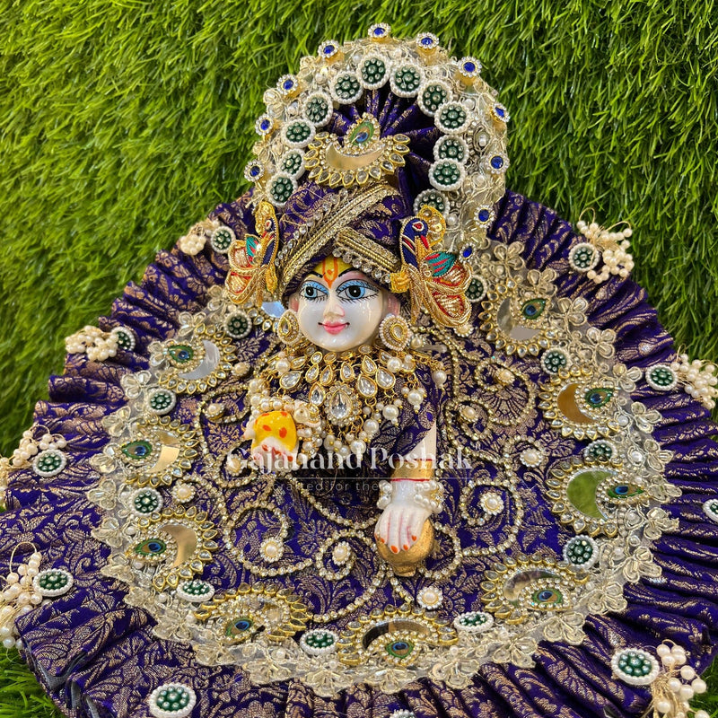 Royal Purple Brocade Silk Poshak for Laddu Gopal Ji - front view