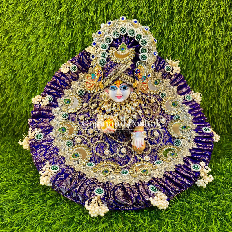 Royal Purple Brocade Silk Poshak for Laddu Gopal Ji - full view
