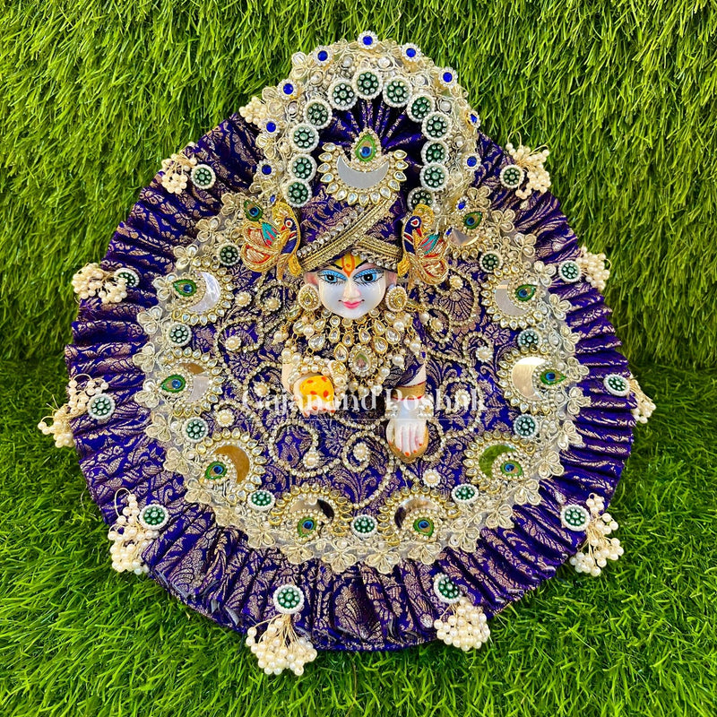 Royal Purple Brocade Silk Poshak for Laddu Gopal Ji - detail view