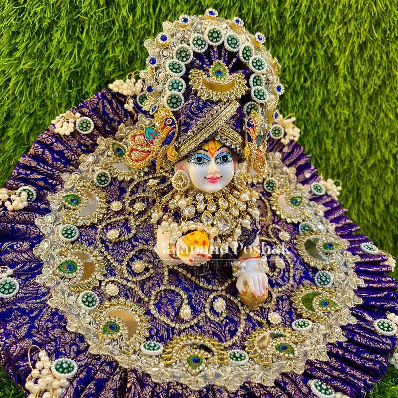Royal Purple Brocade Silk Poshak for Laddu Gopal Ji - alternate view
