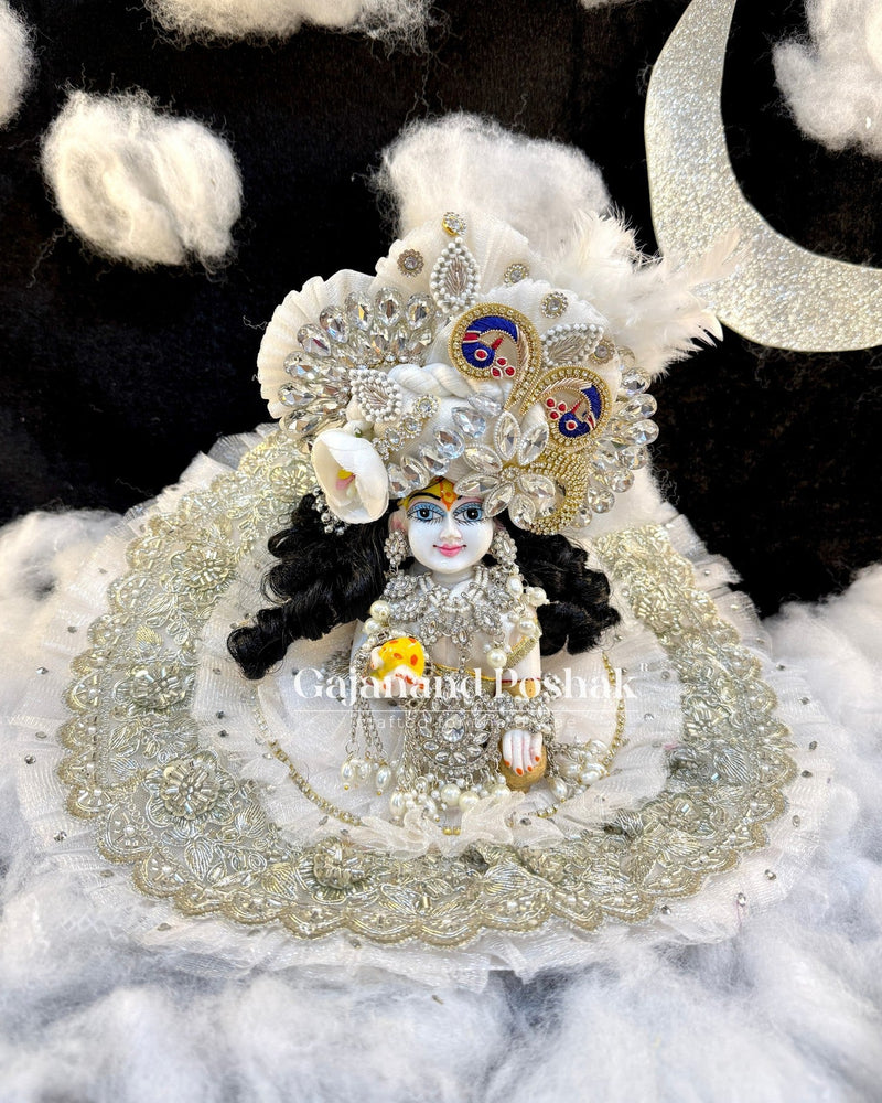 White Silver Sharad Poshak for Laddu Gopal Ji - full view