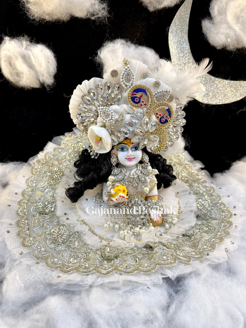 White Silver Sharad Poshak for Laddu Gopal Ji - front view